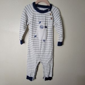Kite Striped Lamb Knit One Piece Pajamas Infant Size 12/18M 100% Organic Cotton